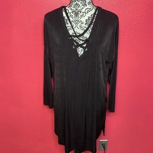 Boohoo strappy top sweater black plus size